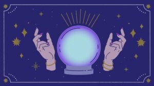 Crystal ball with hands surrounding it